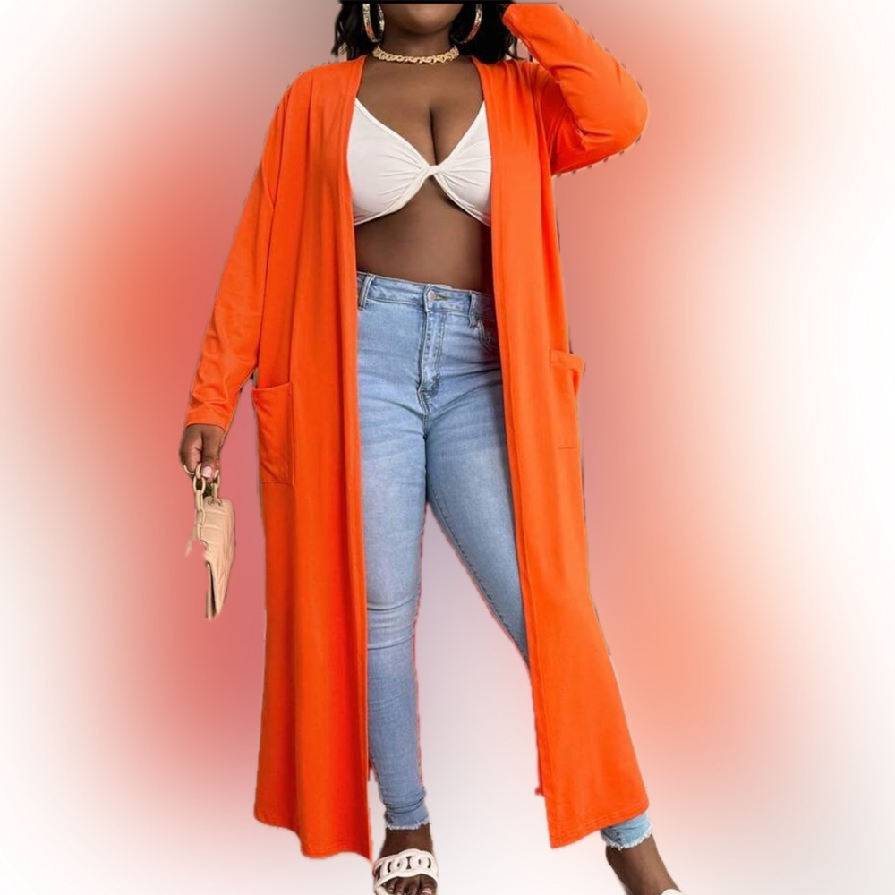 🍊 PLUS Orange Cardigan 🍊 - Picture 3 of 6